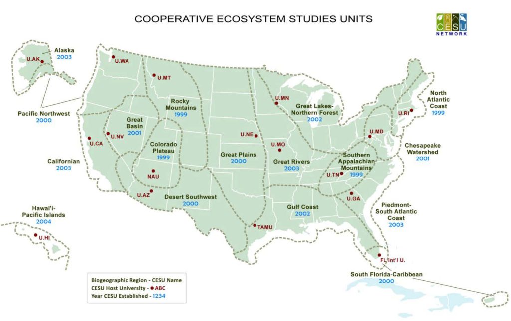 Figure 7.2. Map of Cooperative Ecosystem Studies Units