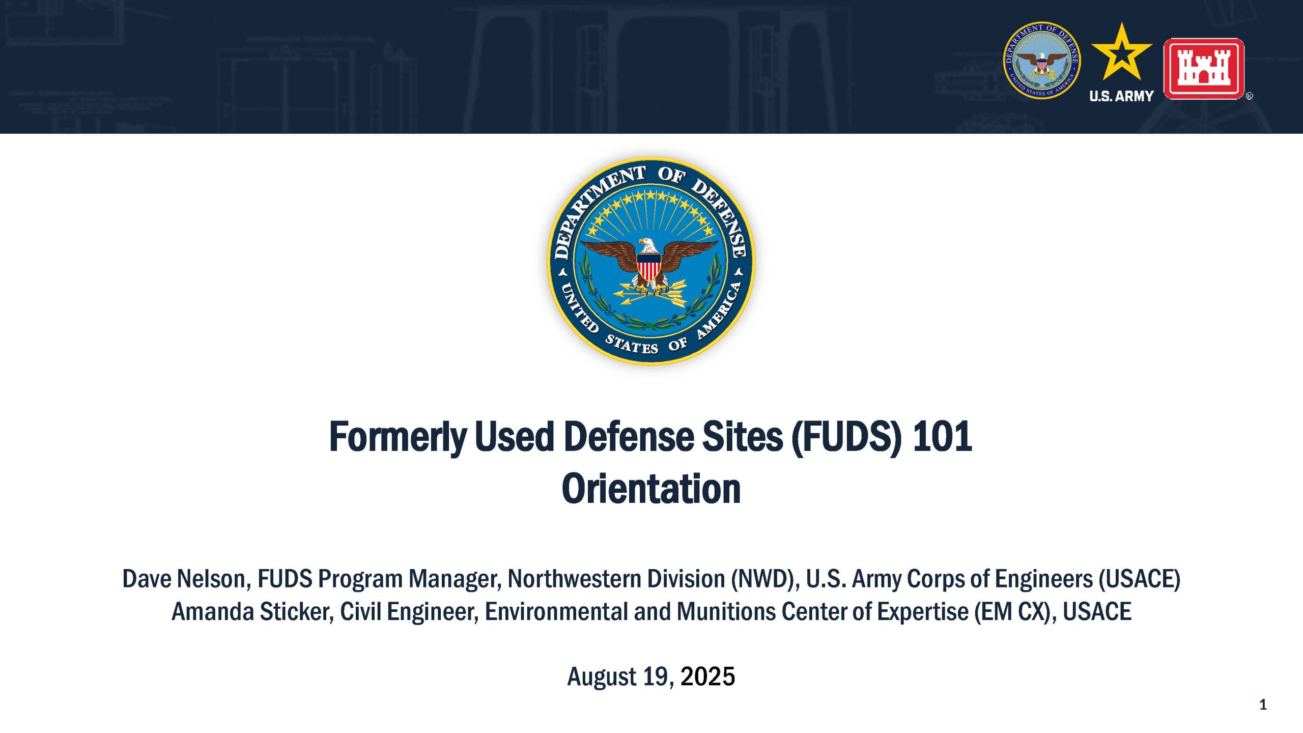 FUDS 101 Orientation Opening Slide from PowerPoint