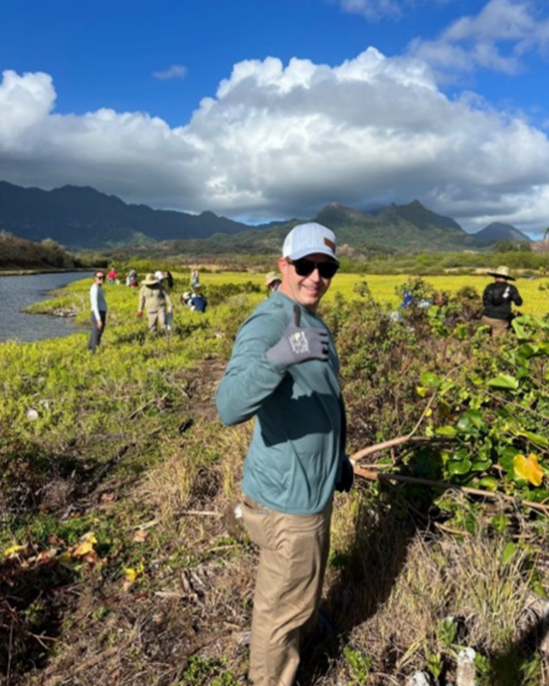 Organizers and participants cleaned up 500 pounds. of trash at the Puhā Stream Edge & Beach Cleanup at Bellows Air Force Station in Hawaii. They also removed invasive shrubs and small trees around the burial vault and the Pu‘ewai wetland edge.