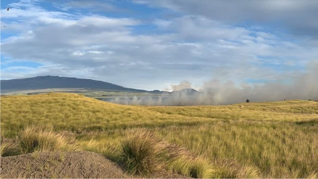 A brush fire at Pōhakuloa Training Area.